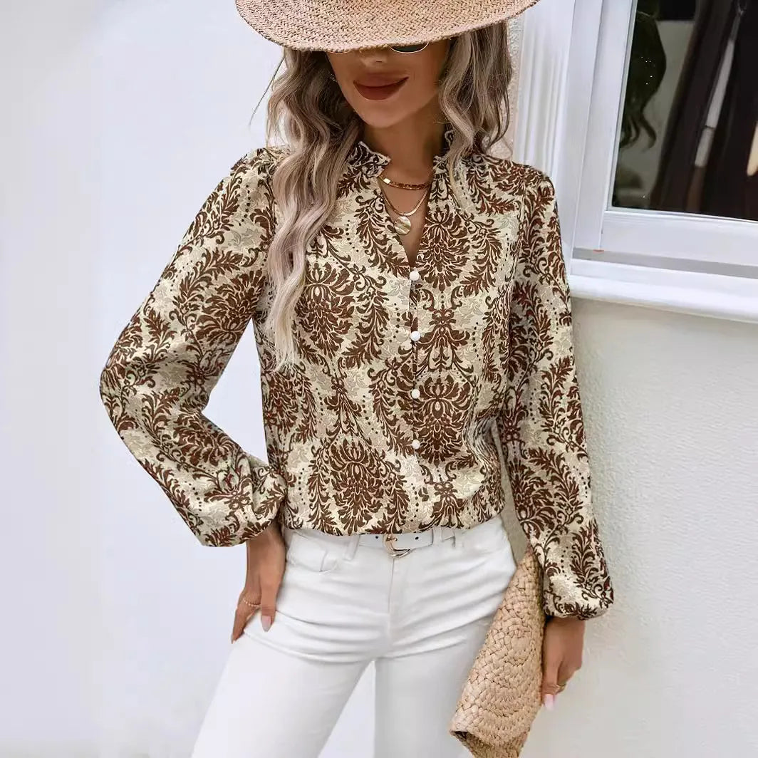 VENEZIA | Women’s V-Neck Long Sleeve Blouse