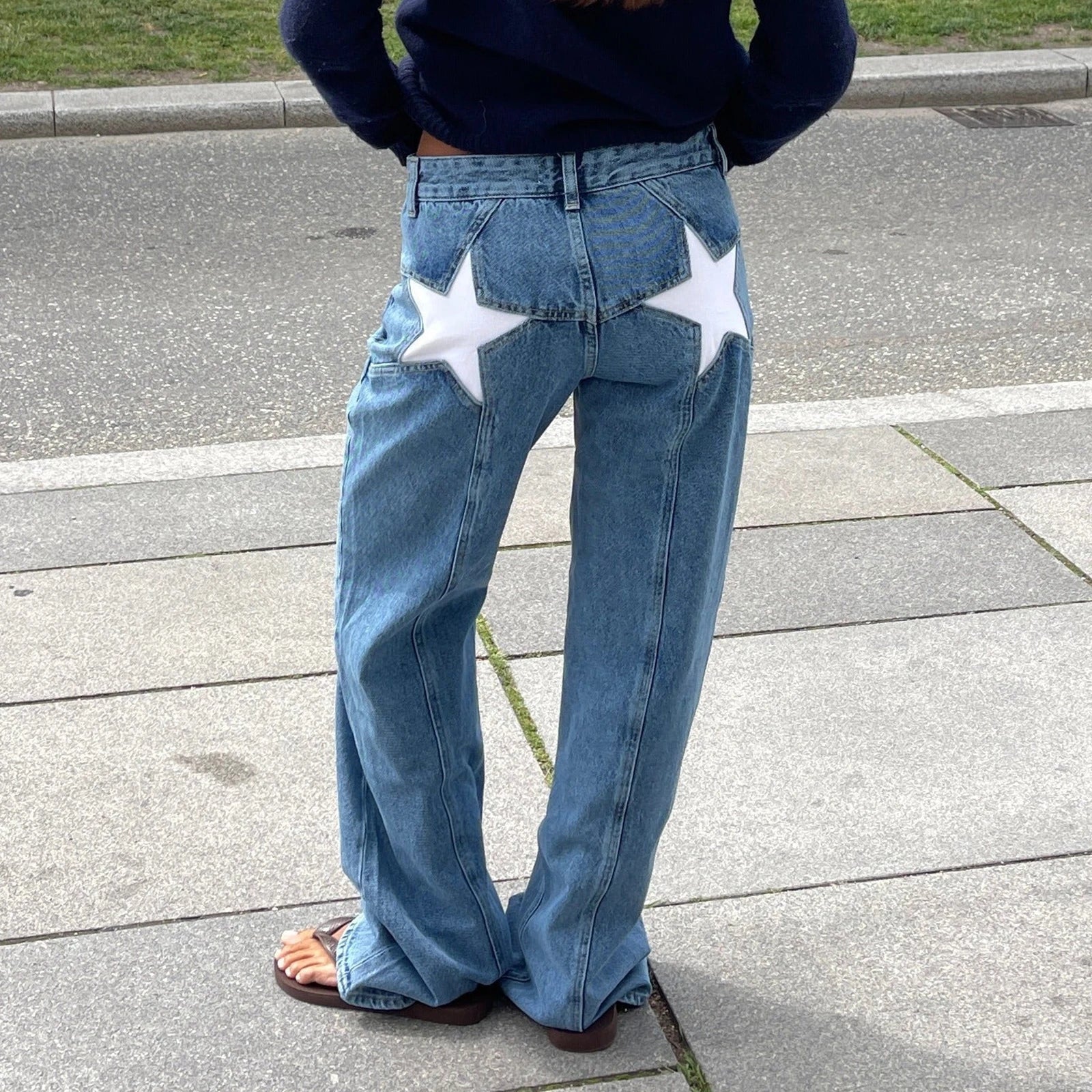 STELLA | Women's Denim Trousers with Star Print