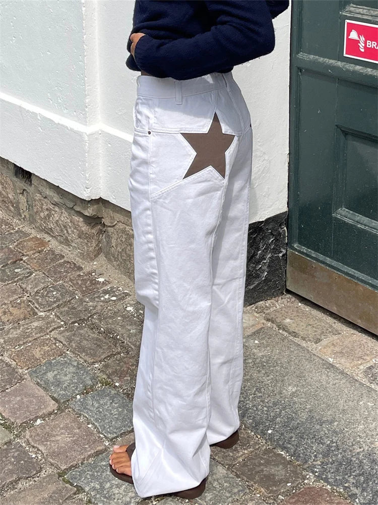 STELLA | Women's Denim Trousers with Star Print