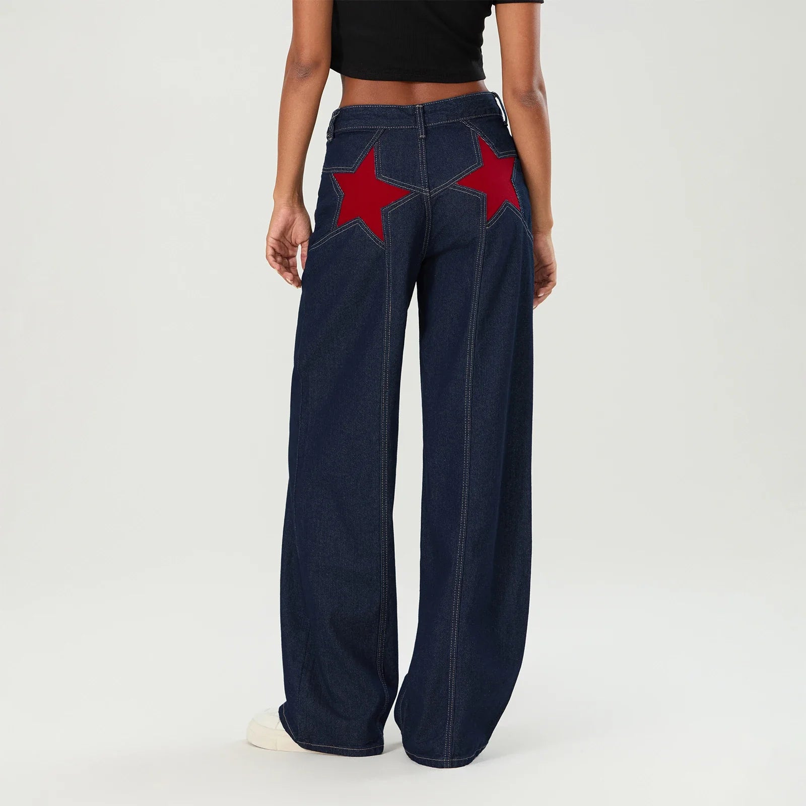 STELLA | Women's Denim Trousers with Star Print