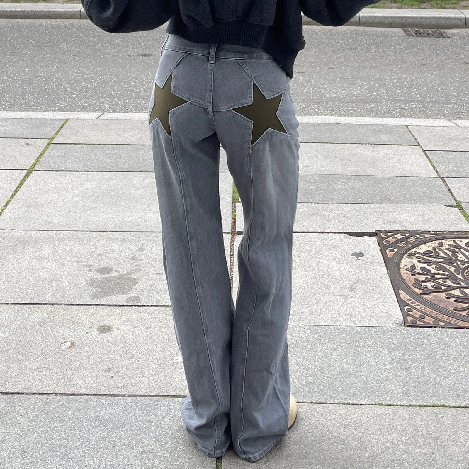 STELLA | Women's Denim Trousers with Star Print