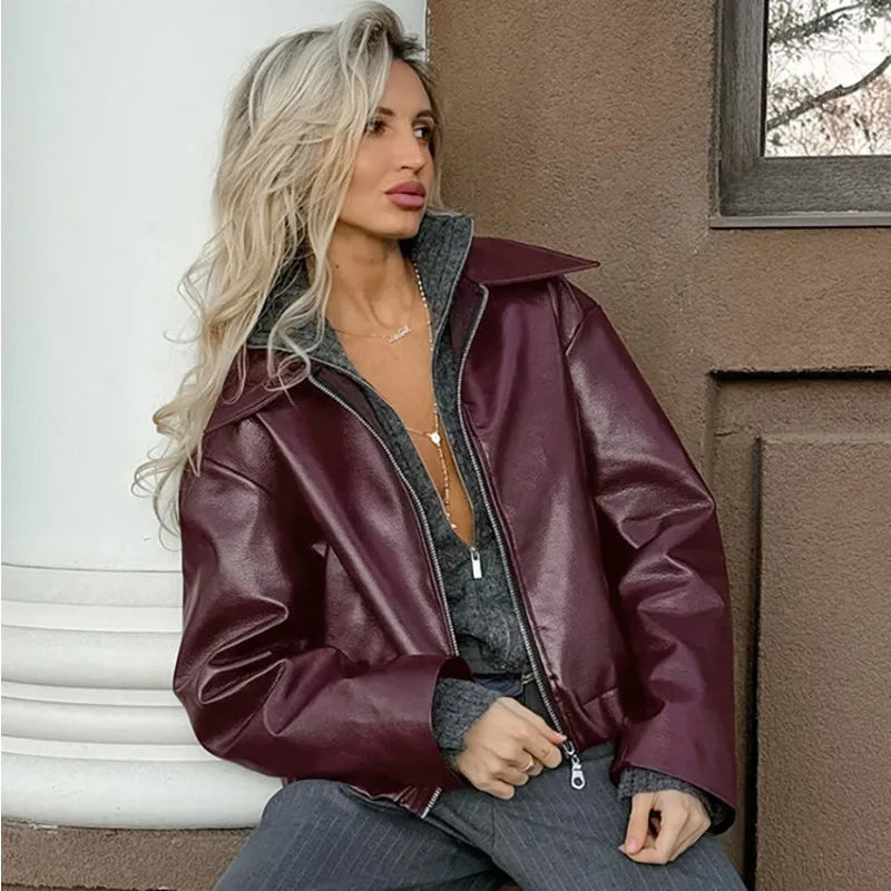 ANGELA | Women’s Red Biker Jacket