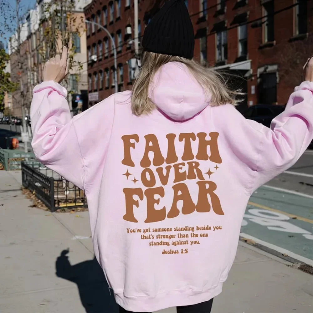 CORAGGIO | Oversized Hoodie with FAITH OVER FEAR Print