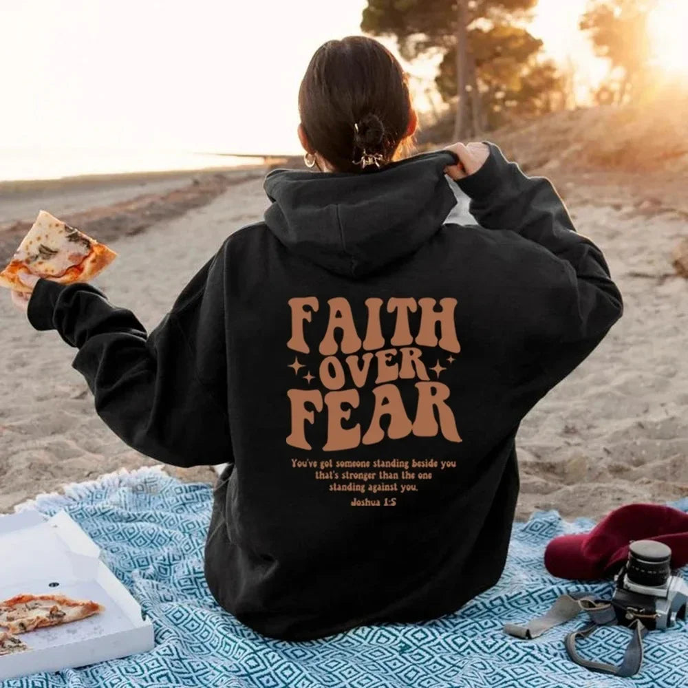 CORAGGIO | Oversized Hoodie with FAITH OVER FEAR Print
