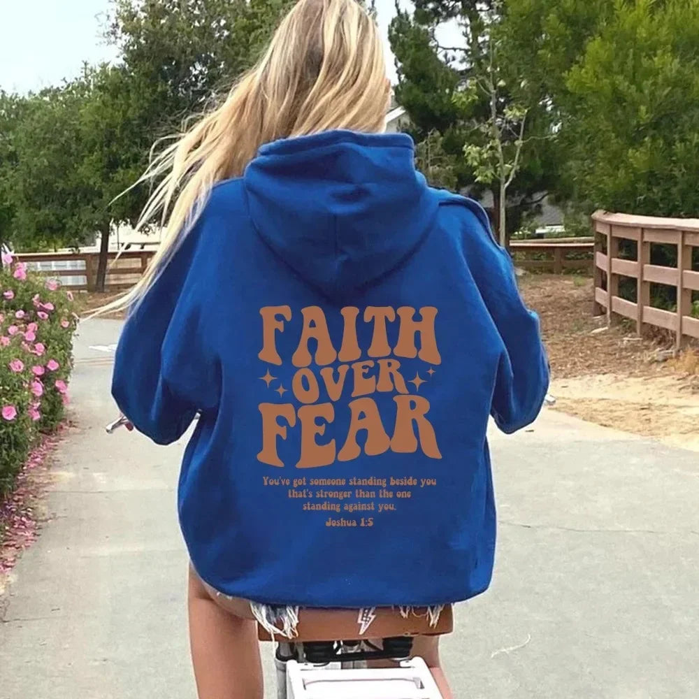 CORAGGIO | Oversized Hoodie with FAITH OVER FEAR Print