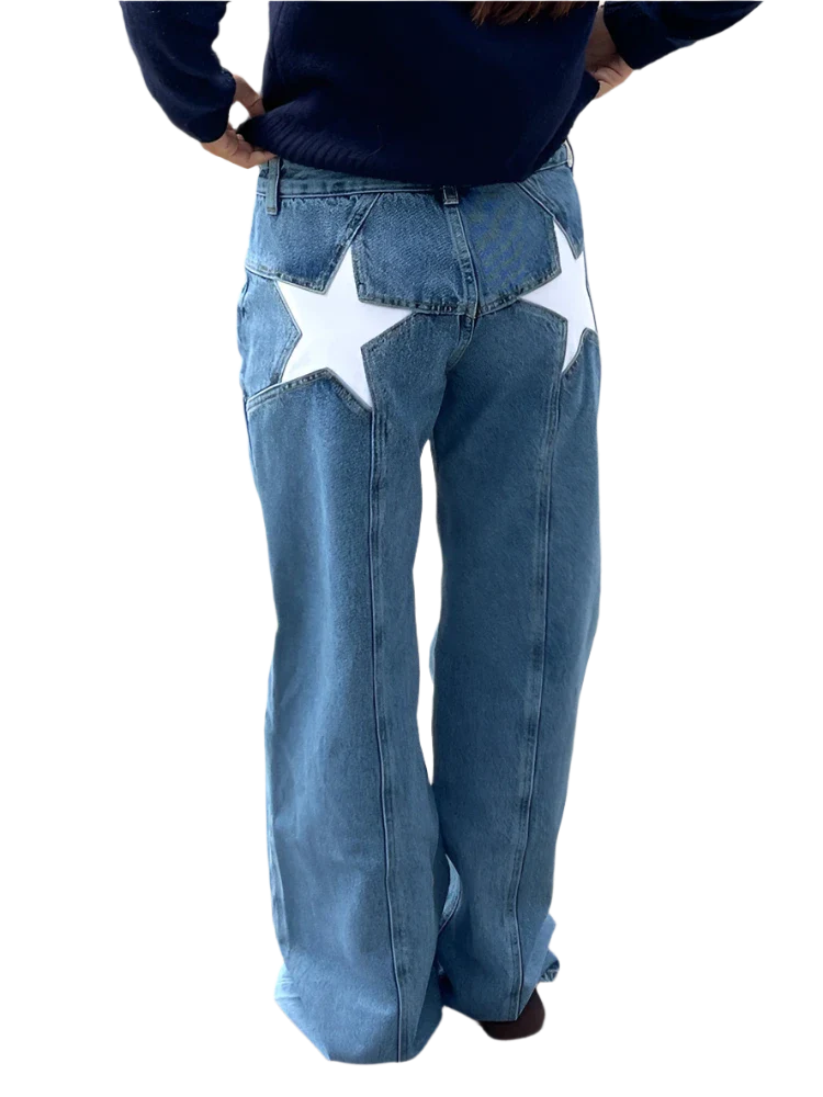 STELLA | Women's Denim Trousers with Star Print