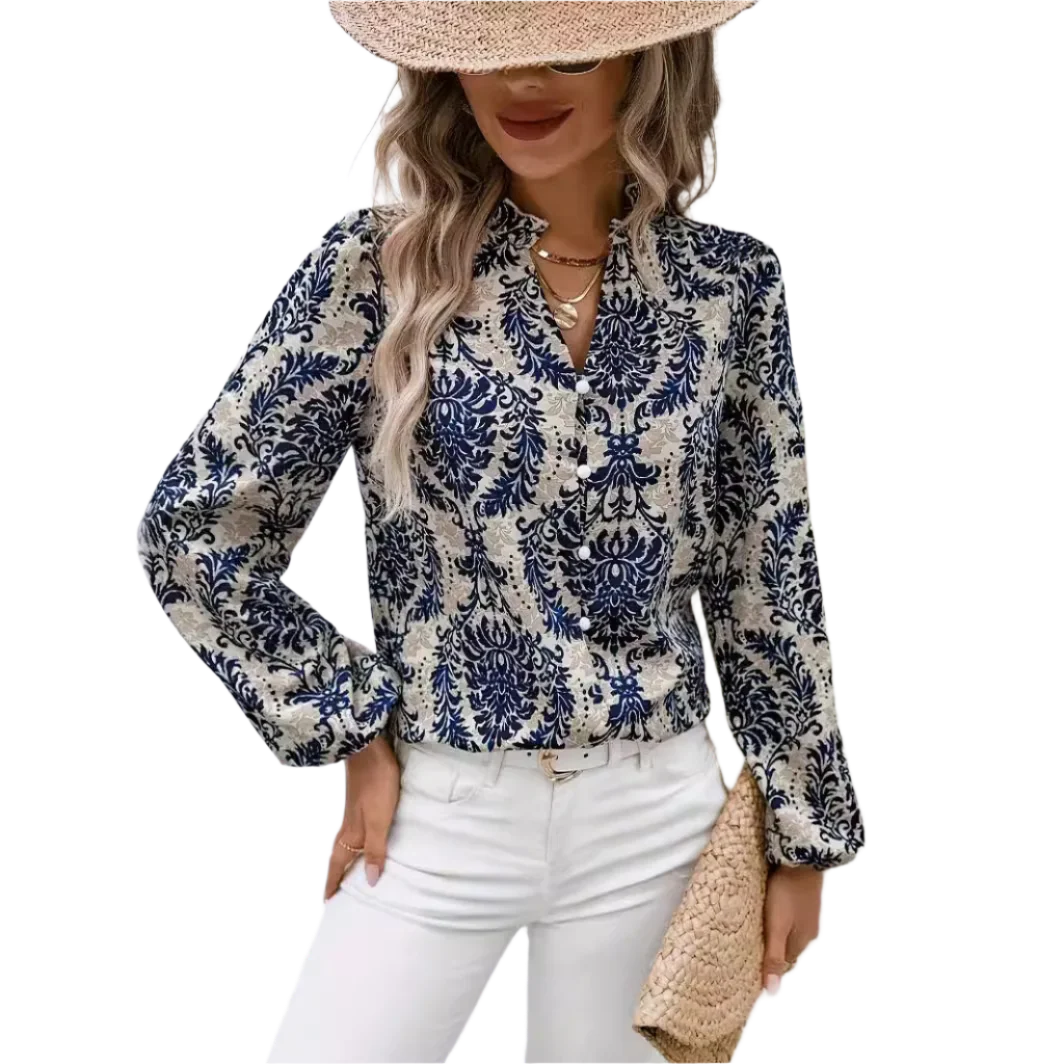 VENEZIA | Women’s V-Neck Long Sleeve Blouse