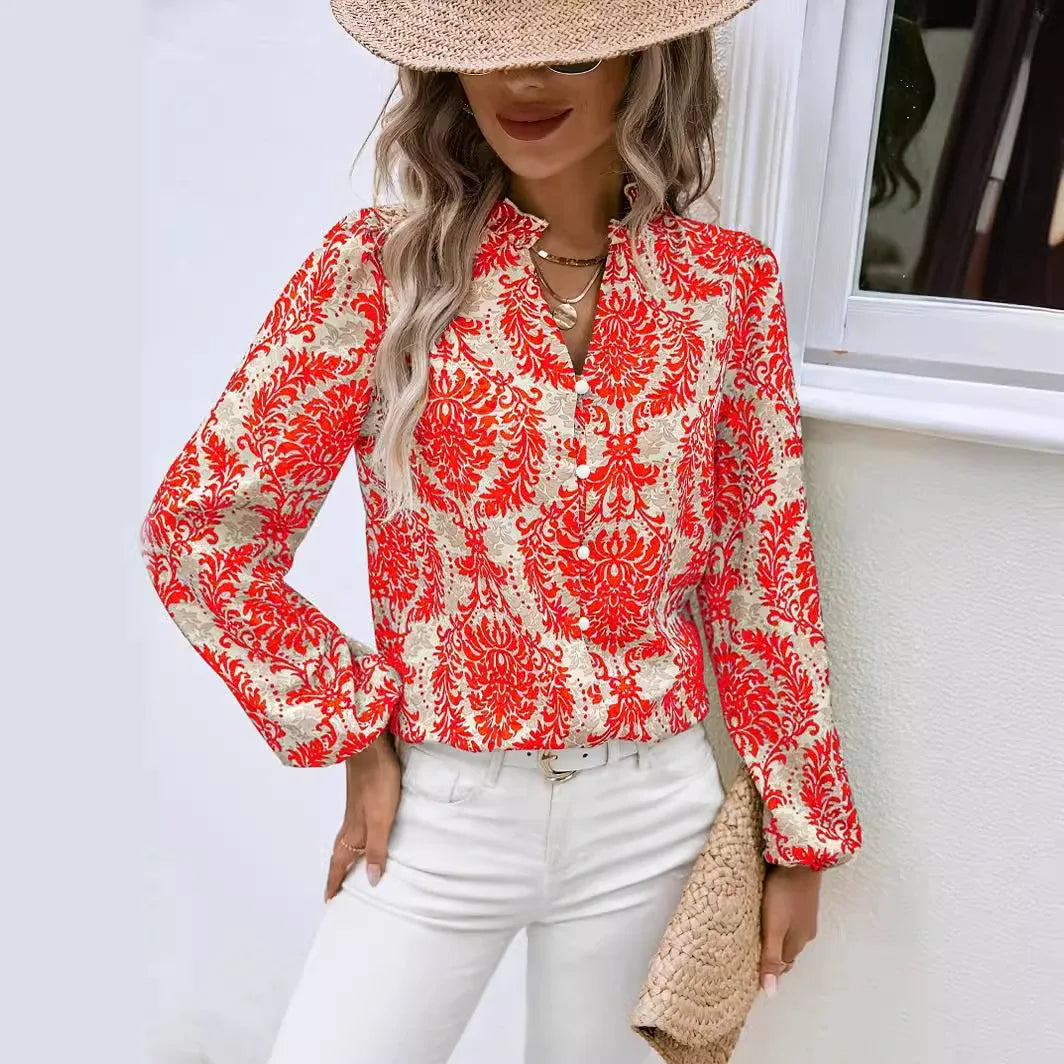 VENEZIA | Women’s V-Neck Long Sleeve Blouse